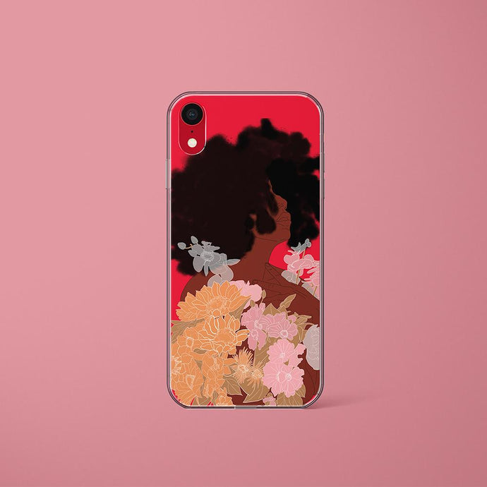 Red Flower Iphone Case & Black Woman Art Iphone case Yposters 