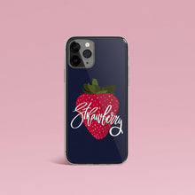 Load image into Gallery viewer, Dark Blue iPhone Case Strawberry print Iphone Case Yposters iPhone 11 Pro 
