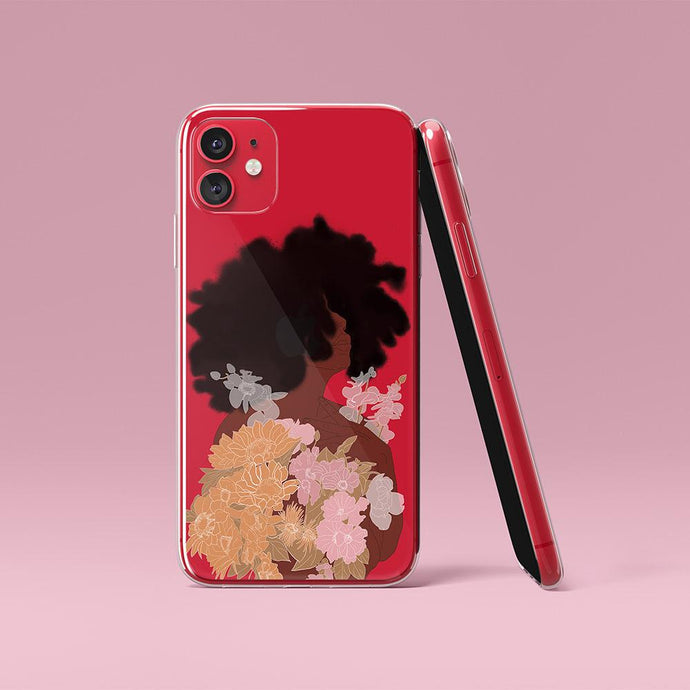 Red Flower Iphone Case & Black Woman Art Iphone case Yposters iPhone 11 