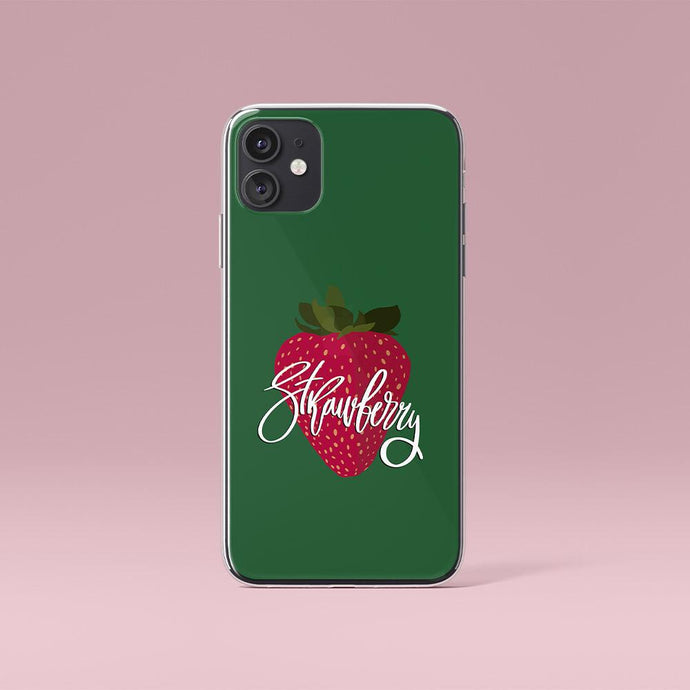 Green iPhone Case Strawberry print Iphone case Yposters iPhone 11 