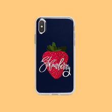 Load image into Gallery viewer, Dark Blue iPhone Case Strawberry print Iphone Case Yposters iPhone X/XS 
