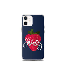 Load image into Gallery viewer, Dark Blue iPhone Case Strawberry print Iphone Case Yposters iPhone 12 mini 
