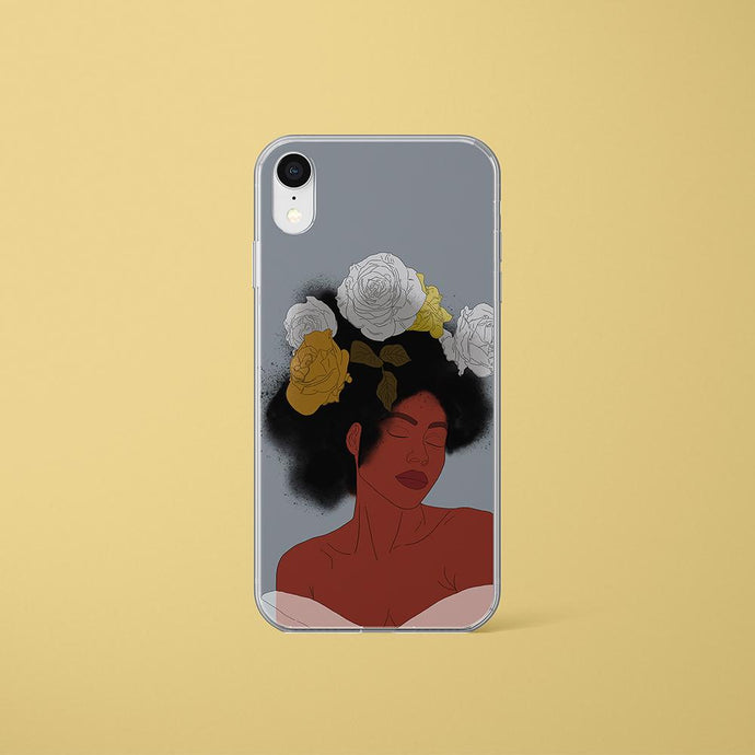 Grey iPhone Case Black Woman Art Iphone case Yposters iPhone XR 