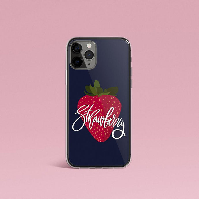 Dark Blue iPhone Case Strawberry print Iphone Case Yposters iPhone 11 Pro 