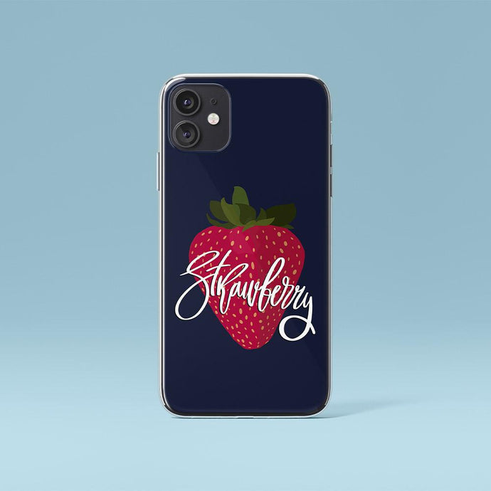 Dark Blue iPhone Case Strawberry print Iphone Case Yposters iPhone 11 