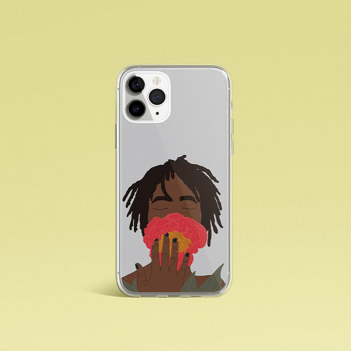 iPhone Case in Grey Black Woman & Rose Iphone case Yposters iPhone 11 Pro 