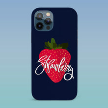 Load image into Gallery viewer, Dark Blue iPhone Case Strawberry print Iphone Case Yposters iPhone 12 Pro Max 
