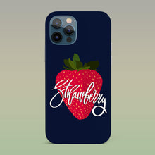 Load image into Gallery viewer, Dark Blue iPhone Case Strawberry print Iphone Case Yposters iPhone 12 Pro 
