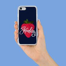 Load image into Gallery viewer, Dark Blue iPhone Case Strawberry print Iphone Case Yposters iPhone SE 

