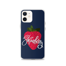 Load image into Gallery viewer, Dark Blue iPhone Case Strawberry print Iphone Case Yposters iPhone 12 
